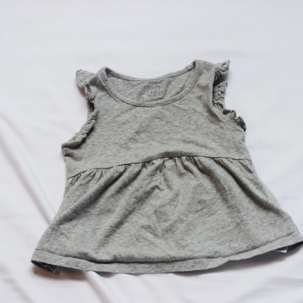 Grey Baby Gap 12-18M Sleeveless Ruffle Top